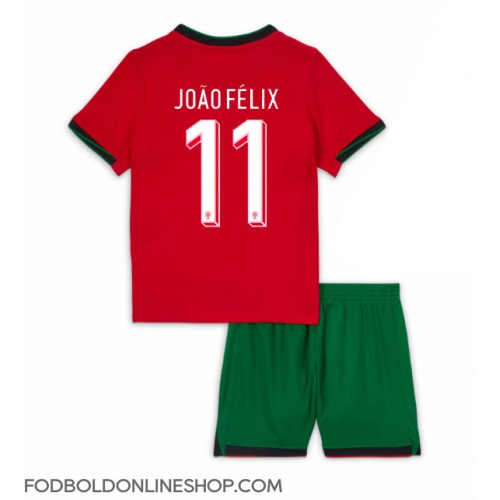 Portugal Joao Felix #11 Hjemme Trøje Børn EM 2024 Kortærmet (+ Korte bukser)